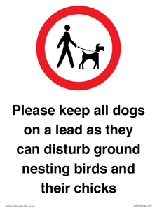 Please keep all dogs on a lead as they can disturb ground nesting birds and their chicks